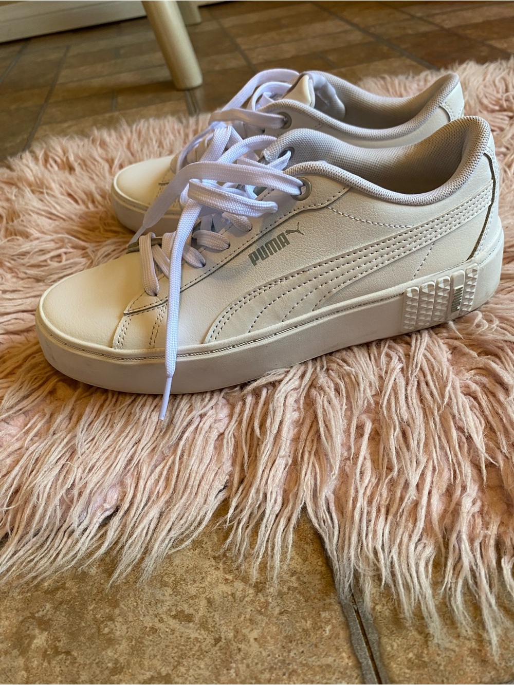 Puma Women's Cream/White Low-Top Platform Sneakers